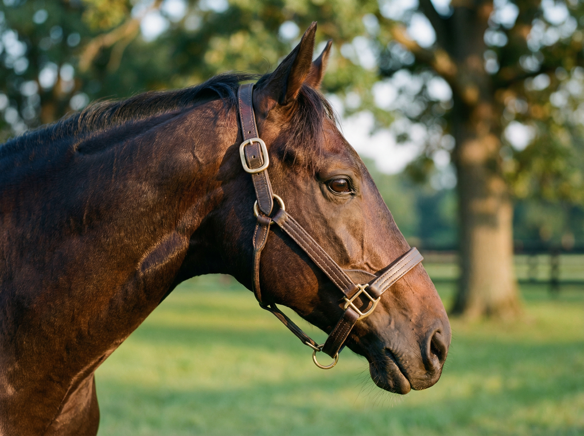 皇冠娱乐 - 一匹纯血冠军赛马的特写